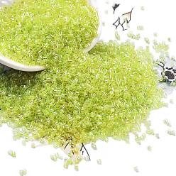 Зелено-Желтый Стеклянные бусины прозрачных цветов, круглое отверстие, с покрытием AB цвета, цилиндр, зеленый желтый, 1.6x1.3 мм, отверстие : 0.8 мм, Около 60000 шт / фунт