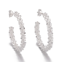 Посеребрённый 925 серьги-кольца из стерлингового серебра, с уха орехов, , форма буквы c, 925 серебро покрытием, 26x3 мм, штифты : 0.8 мм