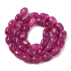 Medium Violet Red Natural Malaysia Jade Beads Strands, Faceted, Oval, Dyed and Heated, Medium Violet Red, 8.5~11.5x7~8x6.5~8mm, Hole: 1.5mm, about 37~38pcs/strand, 14.76''~15.55''(37.5~39.5cm)