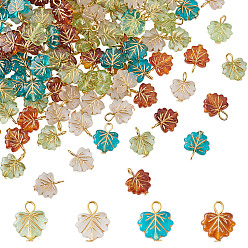 (52) Непрозрачная лаванда Прозрачный акрил с железными подвесками, лист, разноцветные, 14~14.5x12.5~13x4.5 мм, отверстие : 3 мм, 40 шт / цвет