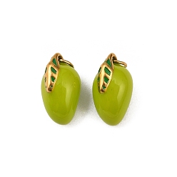 Mango 304 нержавеющей стальной эмали подвески, ионное покрытие (ip), реальный 18 k позолоченный, с целью перехода в кольце, манго, 12x7 мм, отверстие : 3 мм