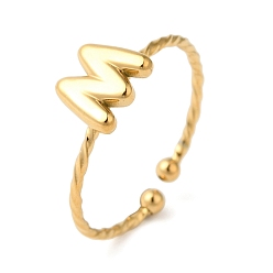 Letter M 304 открытые манжеты из нержавеющей стали, украшения для женщин, реальный 18 k позолоченный, Буква М, внутренний диаметр: 19 мм, Письмо: 7x9 мм