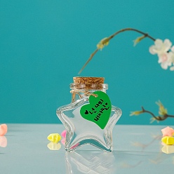 Прозрачный Звездное стекло пустая бутылка желаний, с пробковой пробкой, бумажными бирками случайного стиля и джутовой бечевкой, для изготовления поделок, прозрачные, 6.5x6.8 см