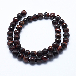 Tiger Eye Natural Tiger Eye Bead Strands, Dyed & Heated, Round, Grade AB, 8mm, Hole: 1.2mm, about 48pcs/strand, 14.7 inch(37.5cm)