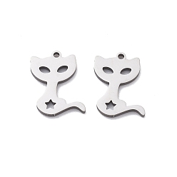 Нержавеющая Сталь Цвет 201 прелести нержавеющей стали, лазерная резка, очарование лисы, цвет нержавеющей стали, 12x8x1 мм, отверстие : 1 мм