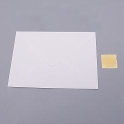 Antique White Gilding Classical Kraft Paper Envelopes, Rectangle, with Stickers, Antique White, 135x195x0.5mm, Stickers: 35mm