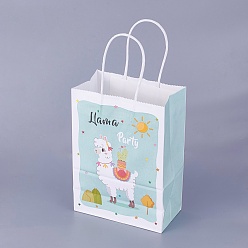 Разноцветный Бумажные мешки, с ручками, подарочные пакеты, сумки для покупок, прямоугольные, лама / альпака, красочный, 21.3x14.75x7.8 см