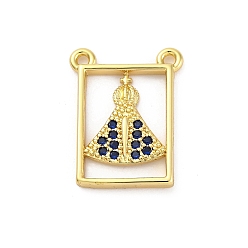 Другие Латунные микро проложить кубического циркония подвески, прямоугольник амулеты, стойки покрытие, прочное покрытие, без кадмия и без свинца, Носа-Сеньора-Апаресида, 18.5x14.5x2 мм, отверстие : 1.4 мм