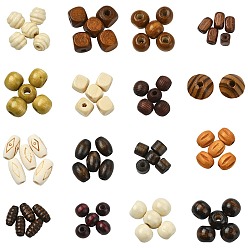 (52) Непрозрачная лаванда 77шт 16 стили деревянные бусины, разнообразные, разноцветные, 6.5~10x8~16.5 мм, отверстие : 2~4 мм