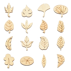 Папайя Оранжевый 100шт деревянные кабошоны, вырезанные лазером деревянные формы, лист, papayawhip, 24~36x17~37x2.7 мм