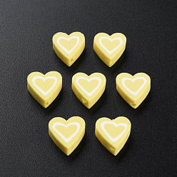 Leichtes Khaki Manuell Polymer Ton Perlen, Herz, leichtes Khaki, 8.5~9x8.5~10x4 mm, Bohrung: 1.4~1.6 mm