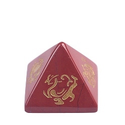 Красный Камень 2024 новая натуральная красная яшма резьба четыре мифических зверя пирамидальные украшения современные простые поделки хрустальные украшения, 32x30 мм