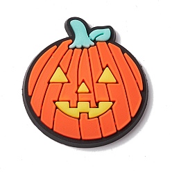 Orange Halloween Theme PVC Cabochons, Pumpkin, Orange, 29.5x27.5x4mm