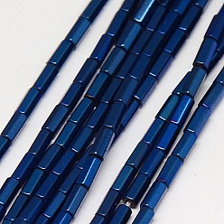 Blue Plated Electroplate Non-magnetic Synthetic Hematite Beads Strands, Hexagon, Grade A, Blue Plated, 4x2mm, Hole: 1mm, about 100pcs/strand, 16 inch
