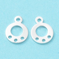 Посеребрённый Латунные люстры ссылки компонент, без кадмия и без свинца, плоско-круглые, 925 серебро покрытием, 9x7x0.5 мм, Отверстие : 1.2 мм & 1 мм
