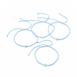 Натуральный Агат Регулируемые браслеты из бисера натурального агата, с нейлоновым шнуром и бисером / бисером хэйши, 4.3~7.95 см, 1.5 мм