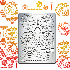 Bees Металлические трафареты из нержавеющей стали, для diy scrapbooking / фотоальбом, декоративное тиснение, матовый цвет нержавеющей стали, пчелы, 190x140x0.5 мм