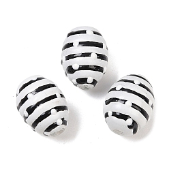 Белый Стеклянные бусины из имитации нефрита, бусины ручной работы, овальный с полосой, с эмалью, белые, 16x12 мм, отверстие : 1.6~2 мм