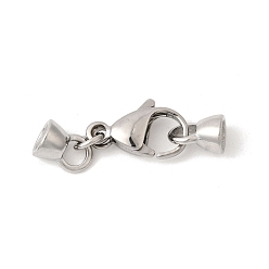 Нержавеющая Сталь Цвет 304 Застежки-карабины из нержавеющей стали и наконечник шнура, цвет нержавеющей стали, 30 мм, отверстие : 4 мм