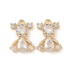 Прозрачный Латунные микро проложить кубического циркония прелести, без никеля , реальный 18 k позолоченный, прозрачные, 14x10.5x3.5 мм, отверстие : 1.5 мм