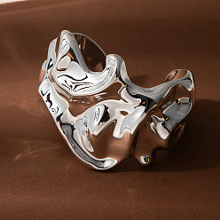 Платина Текстурированные пластиковые браслеты-манжеты для женщин, платина, внутренний диаметр: 2.56 дюйм (6.5 см)