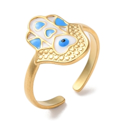 Золотой 304 кольца из нержавеющей стали, с эмалью, злые глаза, золотые, 2~15 мм, регулируемый