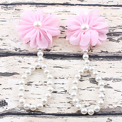 Бледно-Розовый Браслеты на лодыжку с имитацией жемчуга, пластиком и цветами, босые, с маленькими пальцами, розовый жемчуг, 3 дюйм (5-1/8 мм)
