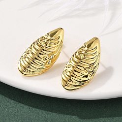 Настоящее золото 18K 304 серьги-гвоздики из нержавеющей стали для женщин, ионное покрытие (ip), овальные, реальный 18 k позолоченный, 27x13 мм