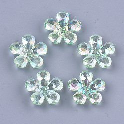Аквамарин Прозрачные колпачки акриловая бисера, AB цвет, граненые, 5-лепесток, цветок, аквамарин, 23x22x7 мм, Отверстие : 1.8 мм , около 380 шт / 500 г