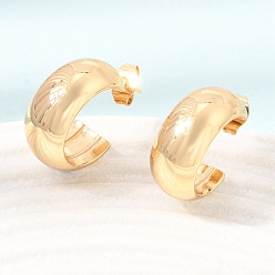 Golden 201 Stainless Steel Stud Earrings, Half Hoop Earrings, with 304 Stainless Steel Pin, PVD Vacuum Plating, Golden, 18x8mm