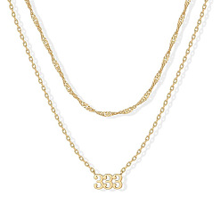 Number 304 двухслойные ожерелья с подвеской из нержавеющей стали для женщин, золотые, число 333, 17.72 дюйм (45 см), 2 шт / комплект