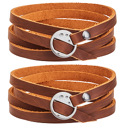 Перу 2 шт. браслеты из коровьего шнура для мужчин и женщин, металлический черный , Перу, 39-3/8x1/4 дюйм (100x0.6 см)