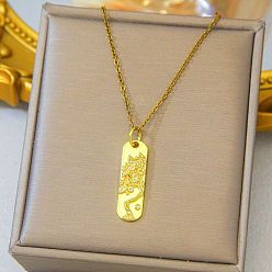 Золотой Овальное ожерелье из латуни с микропаве из прозрачных кубических цирконий и подвеской в виде денежного дерева., с 304 кабельными цепочками из нержавеющей стали, золотые, 17.72 дюйм (45 см)