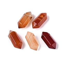 Red Agate Натуральный красный агат подвески, двойные остроконечные шармы-пули, граненые, 20~22x8.5~9x8 мм, отверстие : 1.6~2 мм