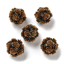 Темно-Оранжевый Акриловые бусины ручной работы из полимерной глины со стразами, цветочные светящиеся бусины, светится в темноте, темно-оранжевый, 20 мм, отверстие : 1.8 мм