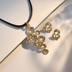 Античное Серебро Ожерелья и серьги-гвоздики из цинкового сплава с имитацией кожи и листьями лотоса, античное серебро, 460 мм