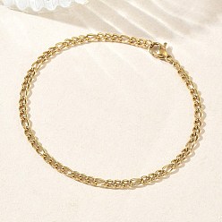 Золотой Унисекс 304 браслеты-цепочки Фигаро из нержавеющей стали, ионное покрытие (ip), золотые, 7.48 дюйм (19 см)