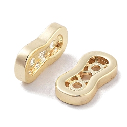 Настоящее золото 18K Латунные многожильные звенья, без кадмия, без никеля и без свинца, распорными брусьями, 8 форму, 2-луночное, реальный 18 k позолоченный, 6.5x12x2 мм, отверстие : 1.4 мм