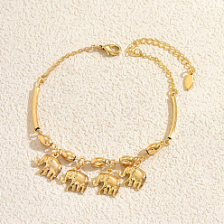 Слон Женские браслеты на лодыжку с кисточками из богемской латуни, реальный 18 k позолоченный, слон, 8-5/8 дюйм (220 мм)