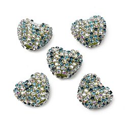 чирок Сверкающие акриловые бусины в форме сердца с украшением из страз, для самодельных украшений и украшений для ручек, зелено-синие, 17~17.5x20.5x11.5 мм, отверстие : 2.5 мм