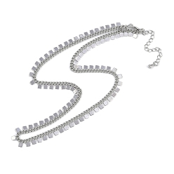 Платина Стойка покрытие латунь витая цепь квадратные кисточки ожерелья для женщин, долговечный, без свинца и без кадмия, платина, 15.63x0.24 дюйм (39.7x0.6 см)