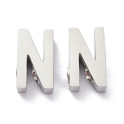 Letter N Устойчивые к потускнению 304 подвески из нержавеющей стали, алфавит, цвет нержавеющей стали, letter.n, 8x4.5x3 мм, отверстие : 1.8 мм