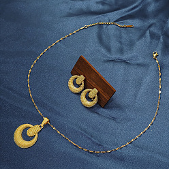 Ring Комплект из ожерелья с подвеской из сплава и сережек-гвоздиков для женщин, золотые, кольцо, 405 мм и 35x22 мм