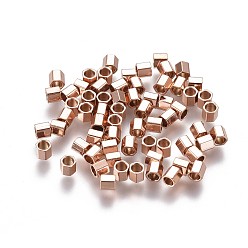 Розовое Золото Ионное покрытие (ip) 304 распорные втулки из нержавеющей стали, шестиугольник, розовое золото , 2x2x2 мм, отверстие : 1.4 мм