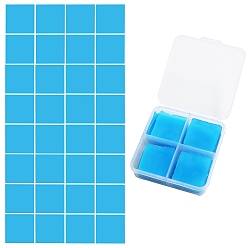 Bleu Ciel Foncé Argile de colle de silicone carrée, pour les kits d'autocollants de peinture au diamant bricolage, avec boîte en plastique, bleu profond du ciel, 25x25mm, 32 pcs / boîte