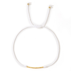 Белый Браслеты из бисера ручной работы, плетеные из стеклянных бусин, регулируемые плетеные браслеты из волоконного шнура для женщин, колонка, белые