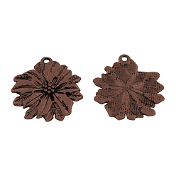 Красная Медь Подвески, сплав, цветок, тибетский стиль , без кадмия, без никеля и без свинца, Красная медь, 21x19x3 мм, отверстие : 1.5 мм