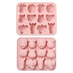 Pink 2 Moules en silicone sur le thème des animaux, rose, 18.5×15.8×2.3cm