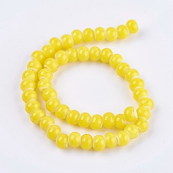 Yellow Lampwork Beads, Rondelle, Yellow, 8~8.5x6.5~7mm, Hole: 3mm