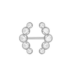 Нержавеющая Сталь Цвет 304 Кольца для сосков из нержавеющей стали с микро-паве из кубического циркония, с латунным, пирсинг соска штифт, цвет нержавеющей стали, 16 мм, штифты : 1.6 мм